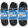 Black Extension Cord 3 Pack, 10ft 15ft & 20ft - 16/2 Durable Electrical Cable