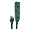 10 Ft Extension Cord with 3 Electrical Power Outlets - 16/3 SJTW Durable Green Cable