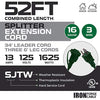 1 to 3 Extension Cord Splitter - 40 Foot Green Power Squid - 16/3 SJTW Outdoor Outlet & Plug Splitter Cable