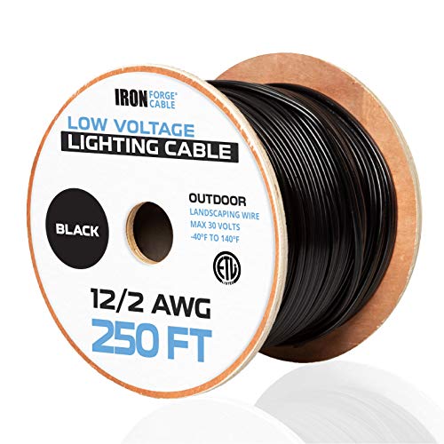 12/2 Low Voltage Landscape Wire - 250ft Outdoor Low-Voltage Cable for Landscape Lighting, Black