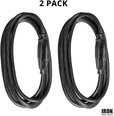 2 Pack of 6 Ft Outdoor Extension Cords - 16/3 Heavy Duty Black Extension Cord Pack