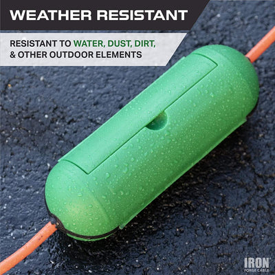 Outdoor Extension Cord Cover 2 Pack - Green Waterproof Plug Connector Safety Seal for Outside